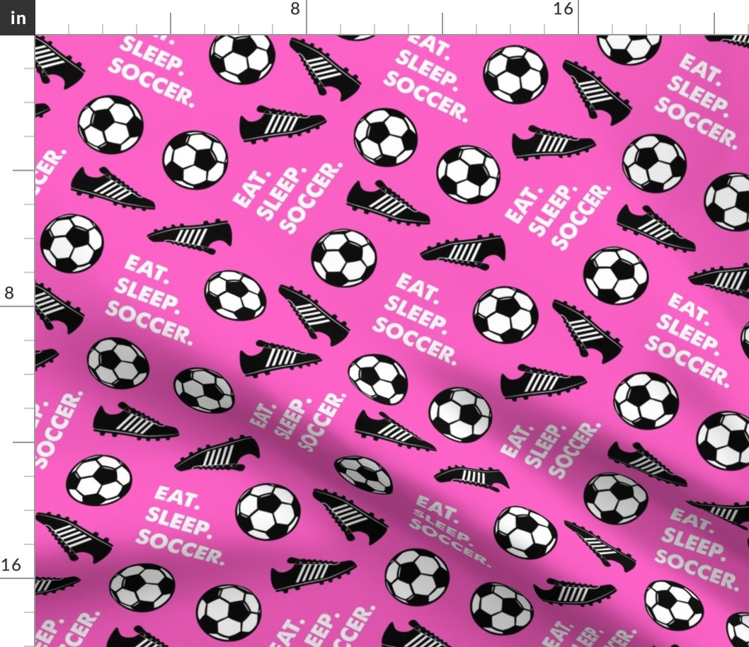 Eat Sleep Soccer - Soccer ball and cleats - hot pink - LAD19