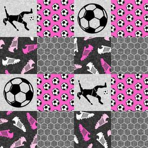 Soccer Patchwork - womens/girl soccer wholecloth in hot pink - sports (90) - LAD19
