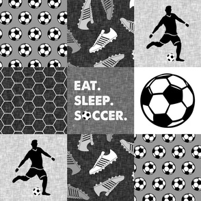 Eat. Sleep. Soccer - mens/boys soccer wholecloth in grey - patchwork sports  - LAD19