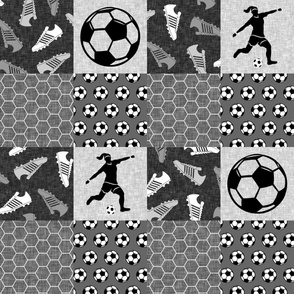 Soccer Patchwork - womens/girl soccer wholecloth in grey - sports  - LAD19