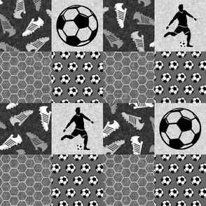 Soccer Patchwork - mens/boys soccer wholecloth in grey - sports - LAD19