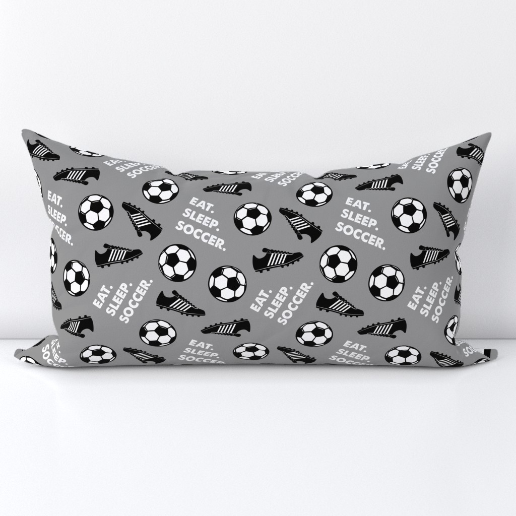 Eat Sleep Soccer - Soccer ball and cleats - grey - LAD19