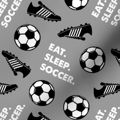 Eat Sleep Soccer - Soccer ball and cleats - grey - LAD19