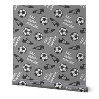 Eat Sleep Soccer - Soccer ball and cleats - grey - LAD19