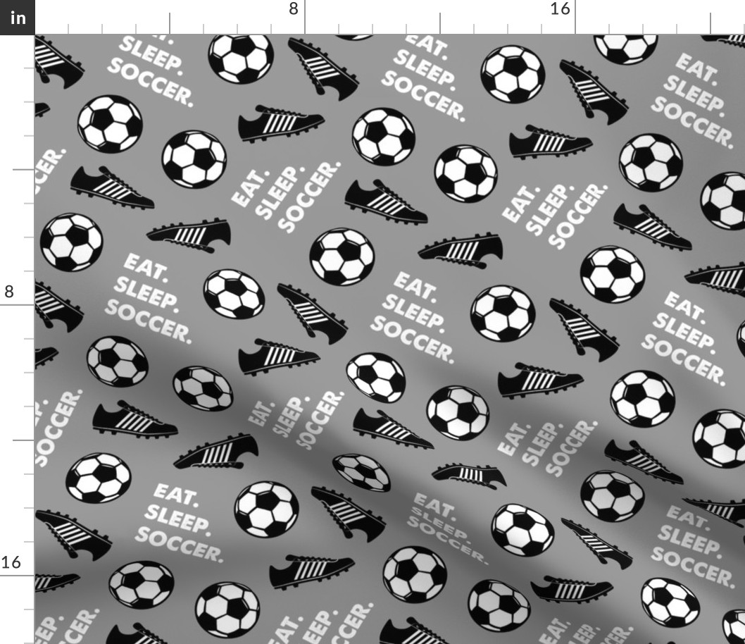 Eat Sleep Soccer - Soccer ball and cleats - grey - LAD19