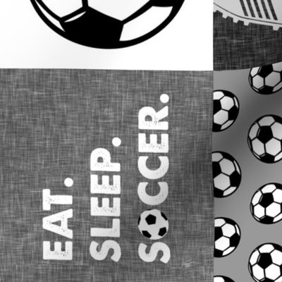 Eat. Sleep. Soccer - mens/boys soccer wholecloth in grey - patchwork sports (90) - LAD19