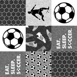 Eat. Sleep. Soccer - mens/boys soccer wholecloth in grey - patchwork sports (90) - LAD19