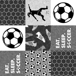 Eat. Sleep. Soccer - womens/girl soccer wholecloth in grey - patchwork sports (90) - LAD19