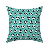 (small scale) soccer balls on teal - sports balls - LAD19
