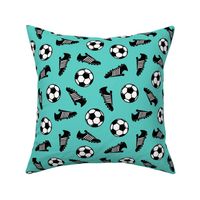 Soccer balls and cleats - teal - soccer gear - LAD19