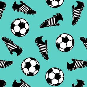 Soccer balls and cleats - teal - soccer gear - LAD19