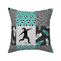 Soccer Patchwork - womens/girl soccer wholecloth in teal - sports  - LAD19