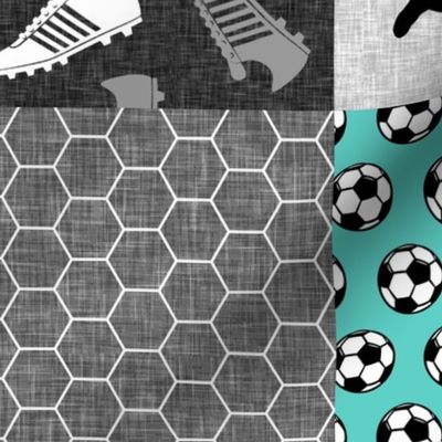 Soccer Patchwork - womens/girl soccer wholecloth in teal - sports  - LAD19