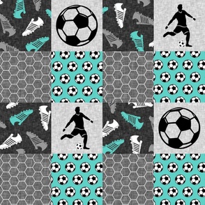 Soccer Patchwork -  mens/boys soccer wholecloth in teal - wholecloth sports - LAD19