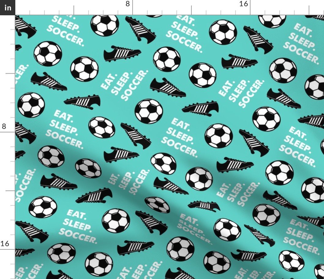 Eat Sleep Soccer - Soccer ball and cleats - teal - LAD19