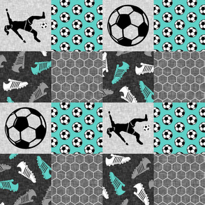Soccer Patchwork - womens/girl soccer wholecloth in teal - sports (90) - LAD19