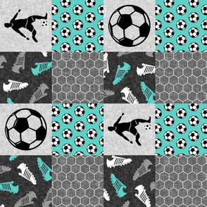 Soccer Patchwork -  mens/boys soccer wholecloth in teal - wholecloth sports (90) - LAD19