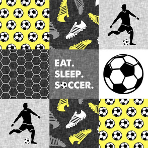 Eat. Sleep. Soccer. - mens/boy soccer wholecloth in yellow - patchwork sports (90) - LAD19
