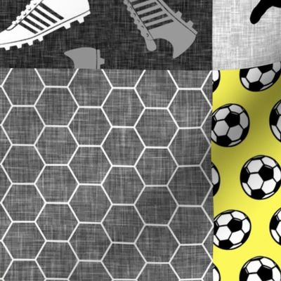 Soccer Patchwork - womens/girl soccer wholecloth in yellow - sports - LAD19