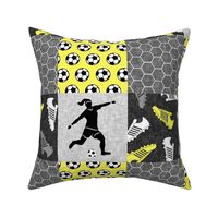 Soccer Patchwork - womens/girl soccer wholecloth in yellow - sports - LAD19