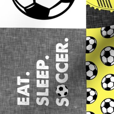 Eat. Sleep. Soccer. - mens/boy soccer wholecloth in yellow - patchwork sports (90) - LAD19 