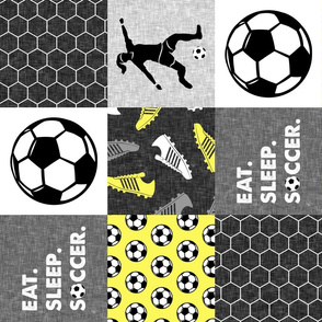 Eat. Sleep. Soccer. - womens/girl soccer wholecloth in yellow - patchwork sports (90) - LAD19