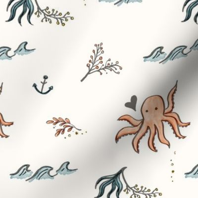 Nautical Octopus Doodle Cream