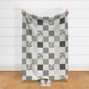 cheater quilt panel - gender neutral baby boy girl - boho sage green gray