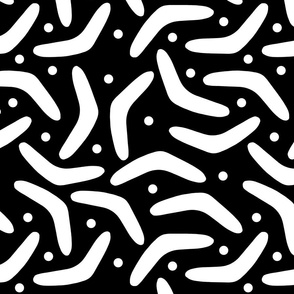 Boomerang Boogie Silhouettes - white on black