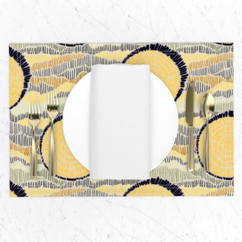 Abstract Reverse Eclipse Polka Dots in Mustard Yellow