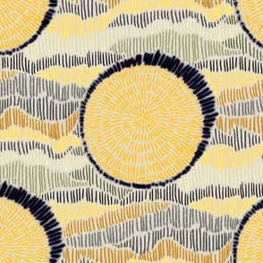 Abstract Reverse Eclipse Polka Dots in Mustard Yellow