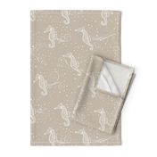 Seahorses Sing  | White + Solid Light Cream 