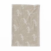 Seahorses Sing  | White + Solid Light Cream 