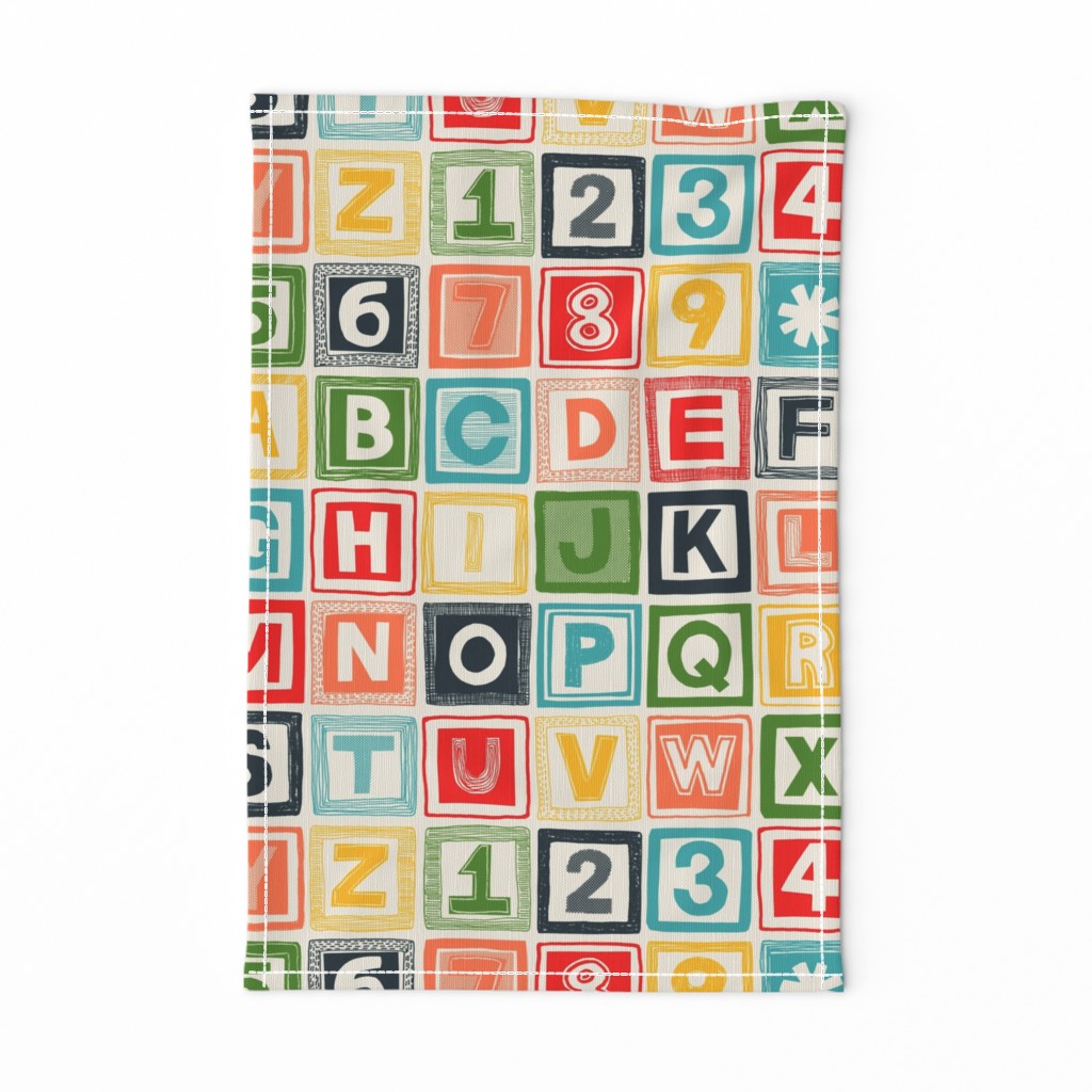 ABC square alphabet retro wood blocks