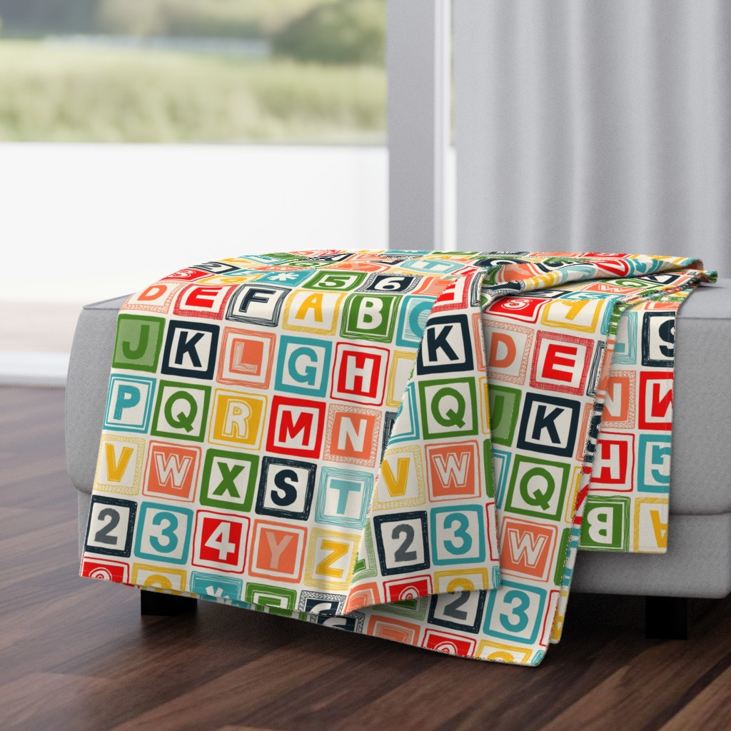 ABC square alphabet retro wood blocks