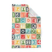 ABC square alphabet retro wood blocks