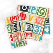 ABC square alphabet retro wood blocks