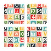 ABC square alphabet retro wood blocks