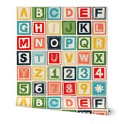 ABC square alphabet retro wood blocks