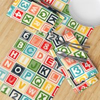 ABC square alphabet retro wood blocks