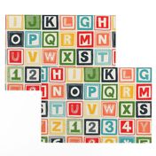 ABC square alphabet retro wood blocks