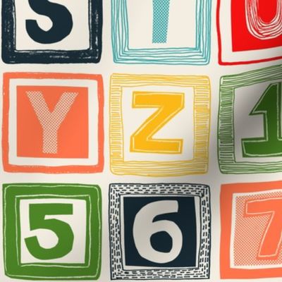 ABC square alphabet retro wood blocks