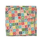 ABC square alphabet retro wood blocks