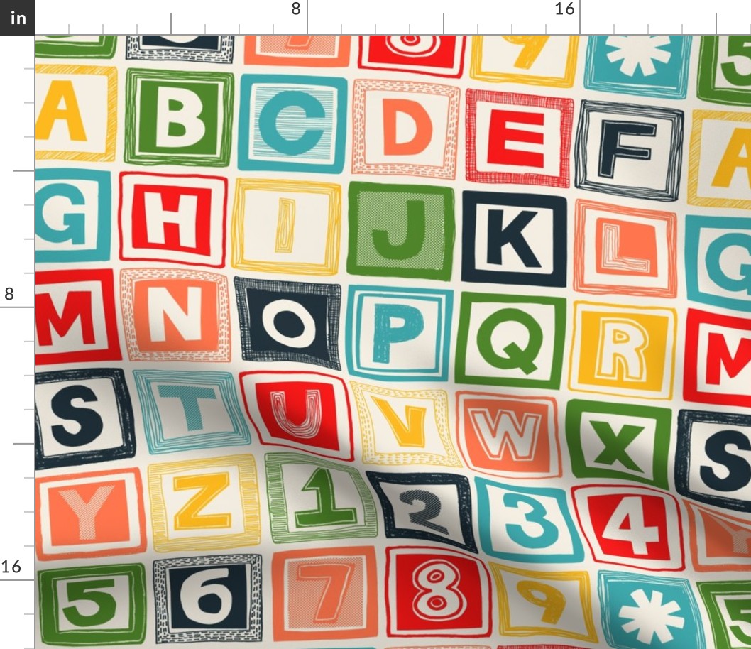 ABC square alphabet retro wood blocks