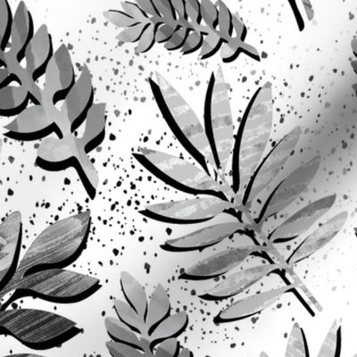 B&W Painterly Leaves-Large