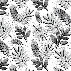 B&W Painterly Leaves-Large