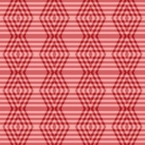 JP4 - Small - Buffalo Plaid Diamonds on Stripes in Rusty Coral Tones - 1 inch repeat