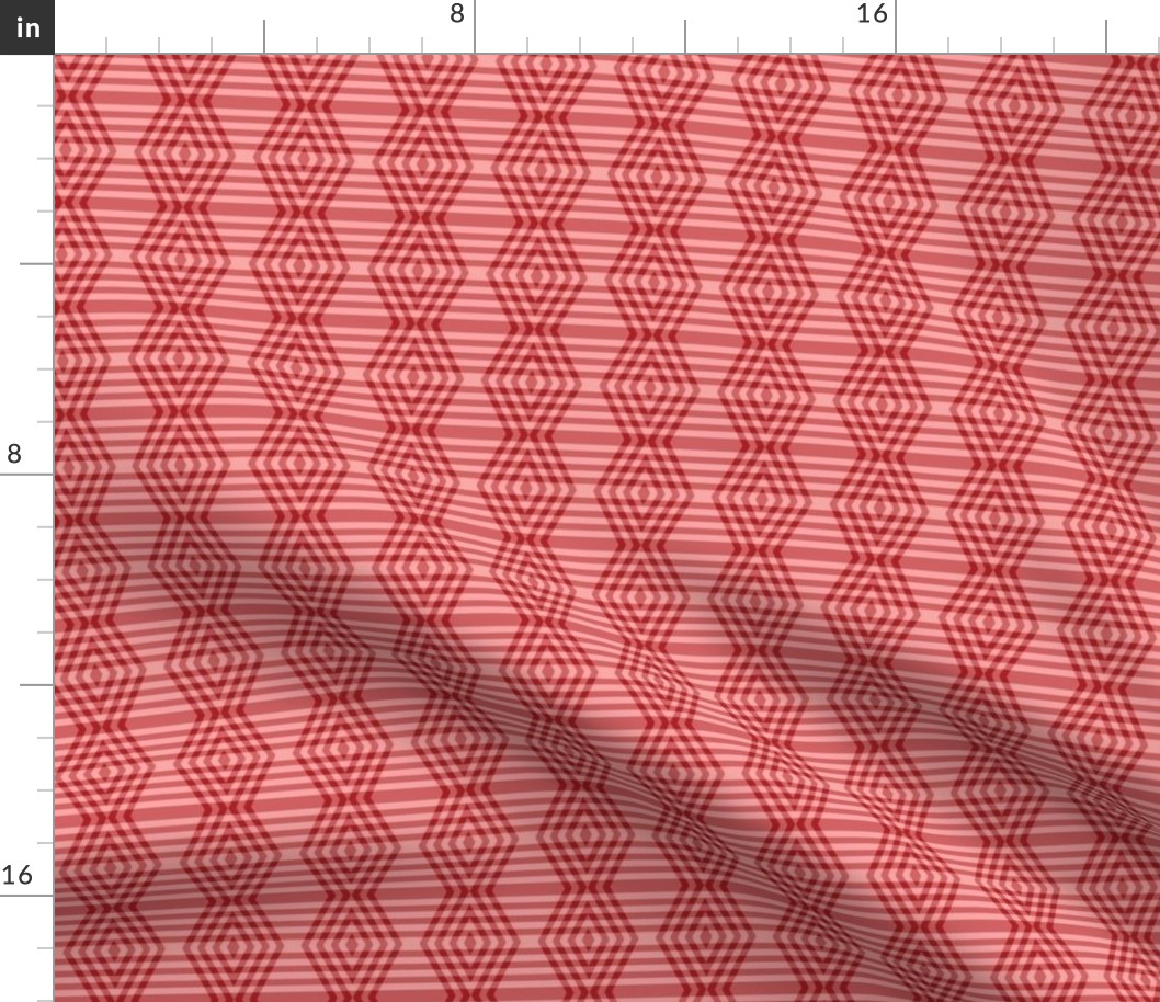 JP4 - Small - Buffalo Plaid Diamonds on Stripes in Rusty Coral Tones - 1 inch repeat