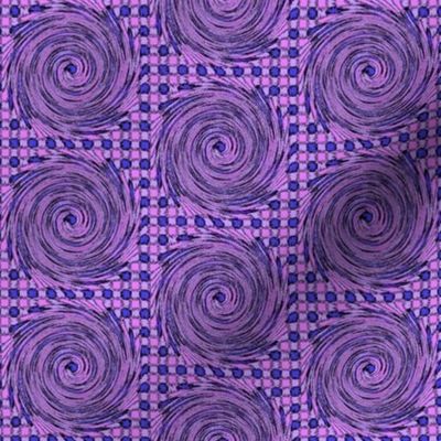 HCF1- Medium - Hurricane on a Checkered Field of Lilac, Lavender and Periwinkle Blue 