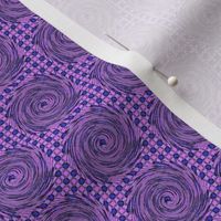 HCF1- Small - Hurricane on a Checkered Field of Lavender, Lilac and Periwinkle Blue 